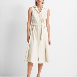 Club Monaco Half Belted Midi Button Up Dress